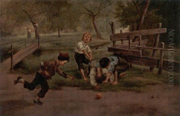 Children At Play Oil Painting by John (Giovanni) Califano