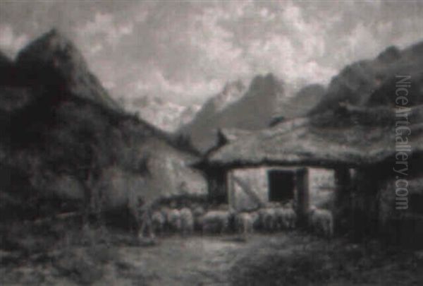 Herding Sheep Oil Painting by John (Giovanni) Califano