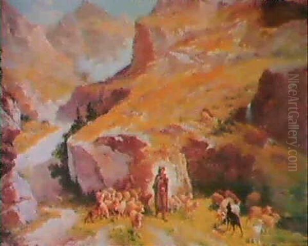 California Mountain Scene Oil Painting by John (Giovanni) Califano