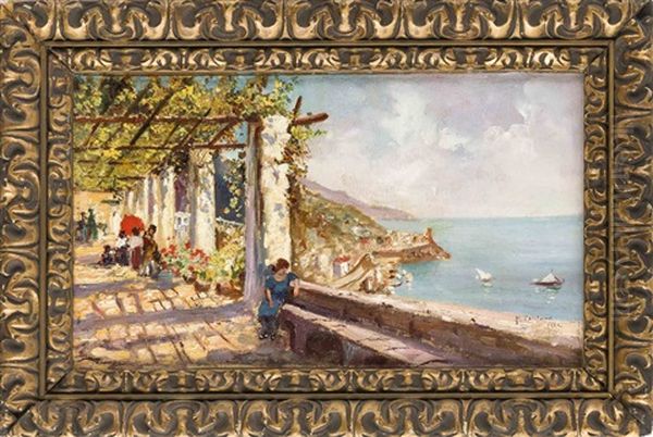 Blumenpergola Auf Capri Oil Painting by Raffaele Armando Califano-Mundo