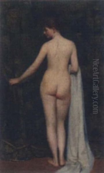 Nude By A Curtain Oil Painting by Isaac Henry Caliga