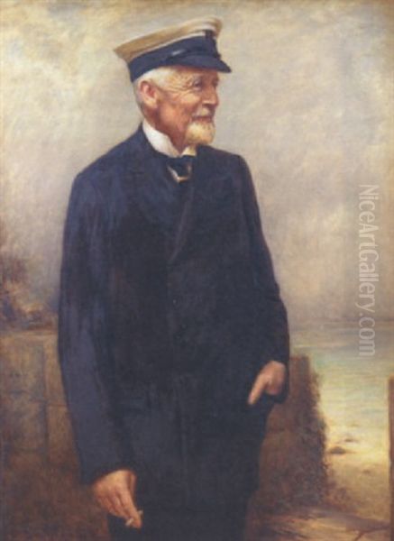 Portrait Of A Gentleman In Yachting Attire (lord Godolphin, 10th Duke Of Leads?) Oil Painting by Lance Calkin