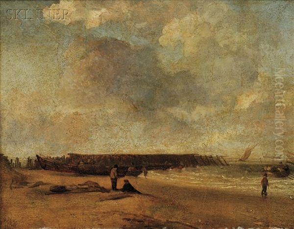 Shore Scene Oil Painting by Augustus Wall (Sir.) Callcott