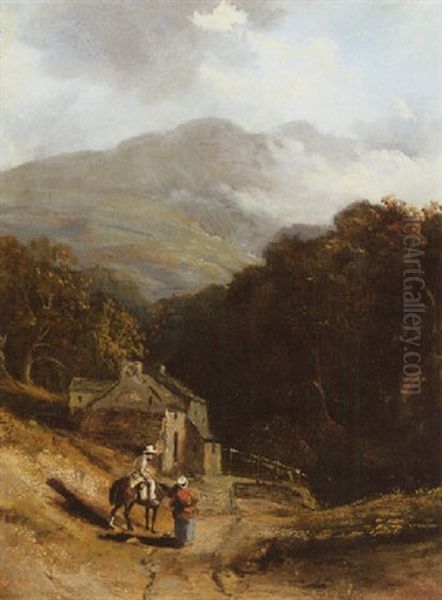 Figures On A Path With A Landscape Beyond Oil Painting by Augustus Wall (Sir.) Callcott