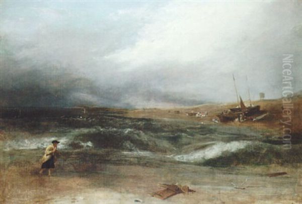 Shrimpers Oil Painting by Augustus Wall (Sir.) Callcott