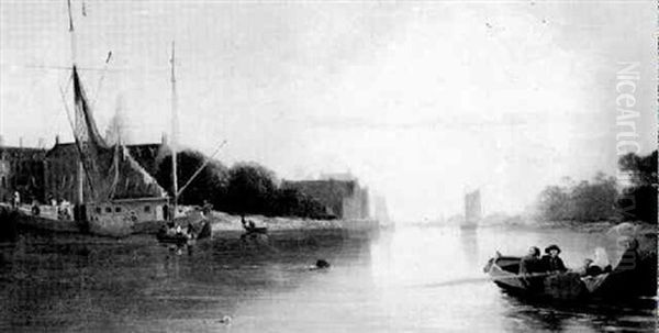 Early Morning On The Scheldt, Holland Oil Painting by Augustus Wall (Sir.) Callcott