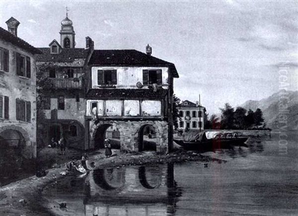 Life Along Lake Como Oil Painting by Augustus Wall (Sir.) Callcott