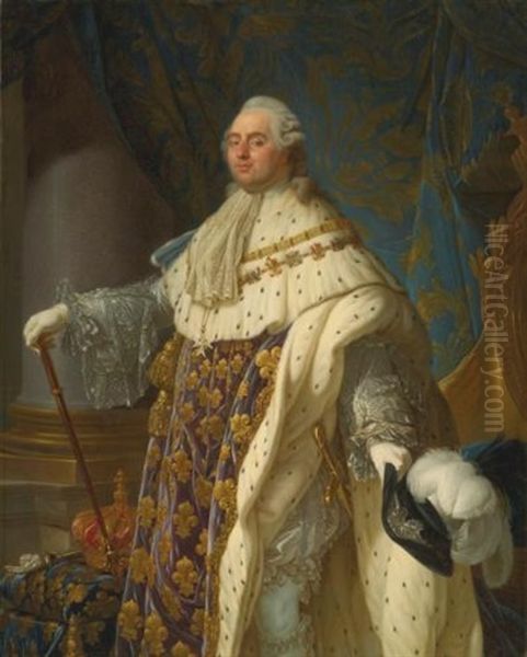 Portrait Of King Louis Xvi In Full Coronation Regalia Oil Painting by Antoine-Francois (Calet) Callet