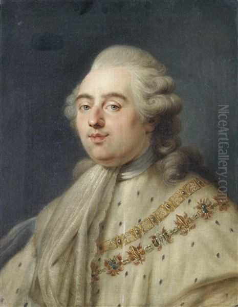 Portrait Of King Louis Xvi Of France, Bust-length, In An Ermine Mantle Oil Painting by Antoine-Francois (Calet) Callet