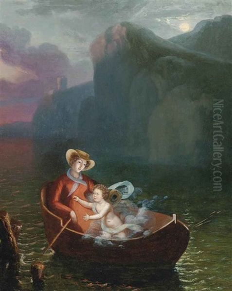 Whisperings Of Love In The Moonlight Oil Painting by Antoine-Francois (Calet) Callet