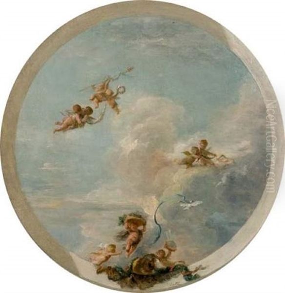 Putti Dans Les Nuees Oil Painting by Antoine-Francois (Calet) Callet