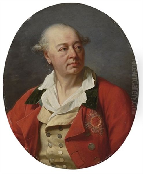 Portrait Of A Man In A Red Coat, With The Star Of The Bavarian Order Of Saint Hubert Oil Painting by Antoine-Francois (Calet) Callet