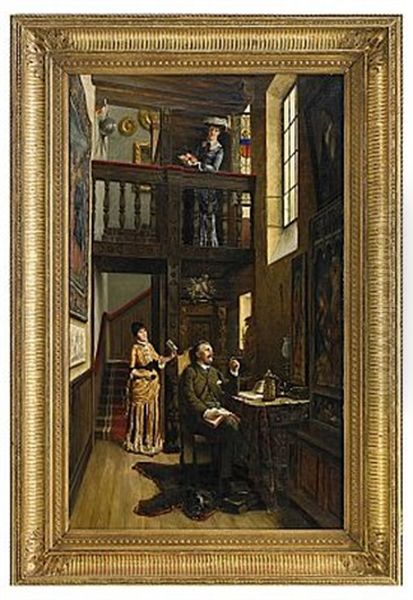 Borgerlig Interior Oil Painting by Karl Reinhold Callmander