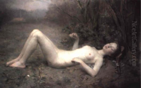 Female Nude In A Landscape Oil Painting by Georges Callot