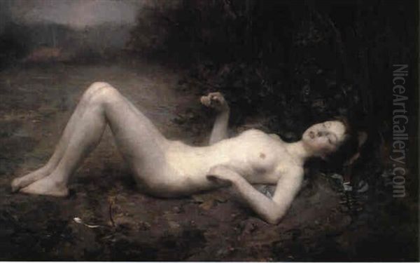 A Nude With A Mandoline Oil Painting by Georges Callot