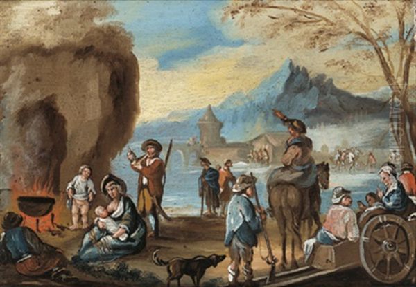 Szene Aus Dem Zigeunerleben (+ 3 Others, Similar; 4 Works) Oil Painting by Jacques Callot