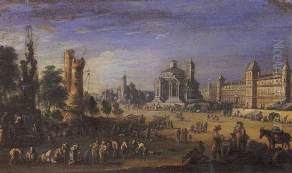 Vue Fantaisiste De Paris Avec La Tour De Nesles Oil Painting by Jacques Callot