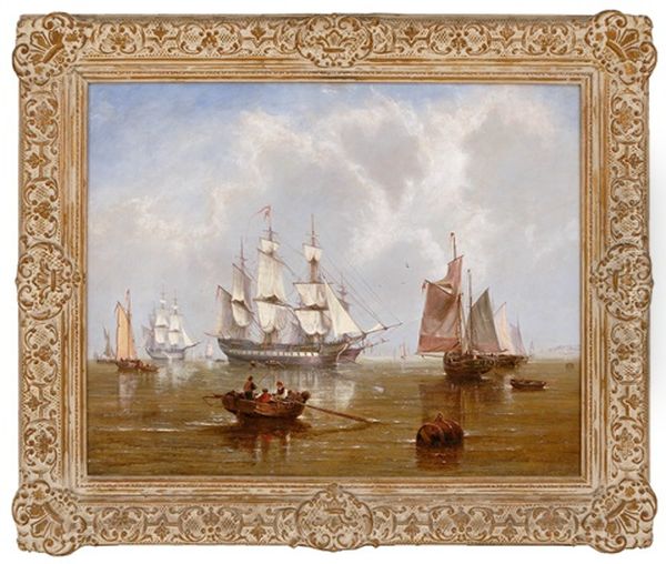 Becalmed Off The Coast Oil Painting by John Callow