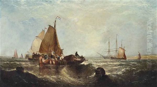 The Fishing Fleet Returning At The End Of The Day Oil Painting by John Callow