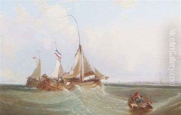 Boats At Sea Oil Painting by John Callow