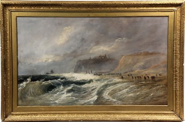 Shipwreck Below Castle Ruins Oil Painting by John Callow