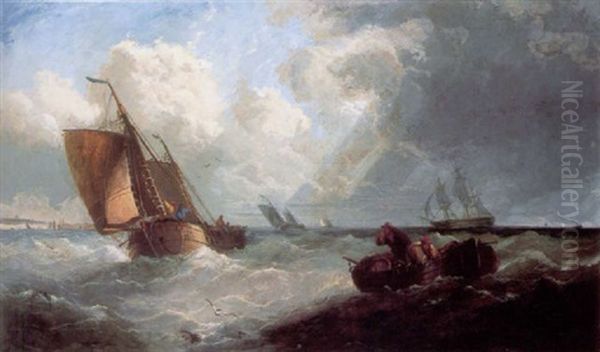 Fishing Boats Leaving Port Oil Painting by John Callow