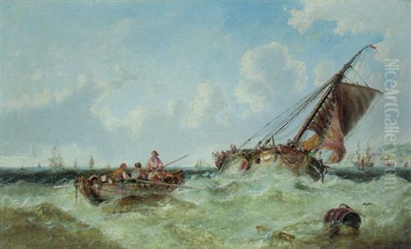 A Breezy Day At The Mouth Of The Medway Oil Painting by John Callow