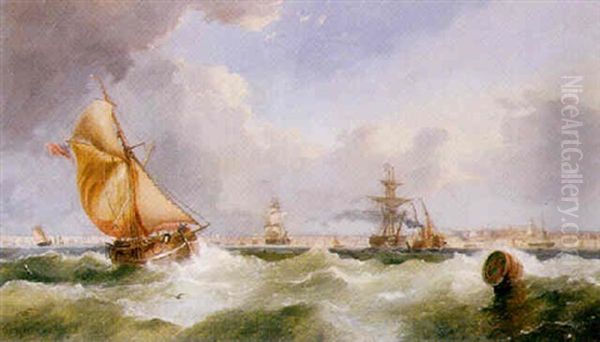 A Breezy Evening On The Mersey Oil Painting by John Callow