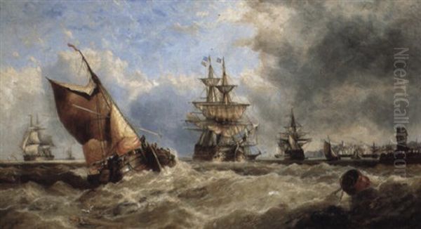 Shipping Off The Mouth Of The Medway Oil Painting by John Callow