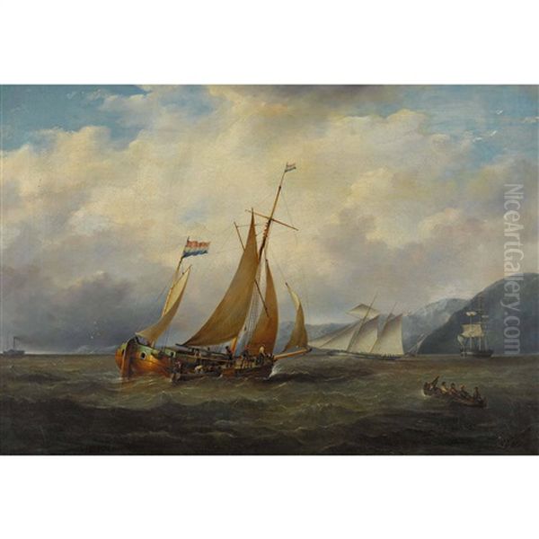 Segelschiffe Auf Rauer See Oil Painting by William Callow