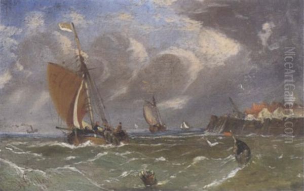 Segelboote An Der Kuste Oil Painting by William Callow