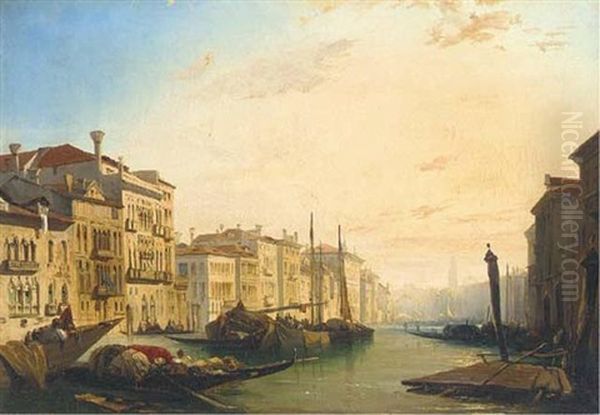 The Grand Canal, Venice, Looking Towards The Rialto Oil Painting by William Callow