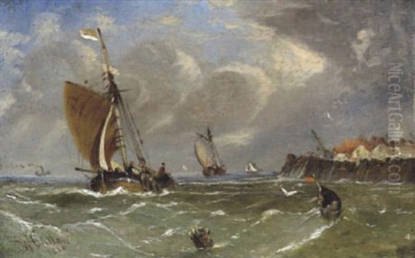 Segelboote Vor Der Kuste Oil Painting by William Callow