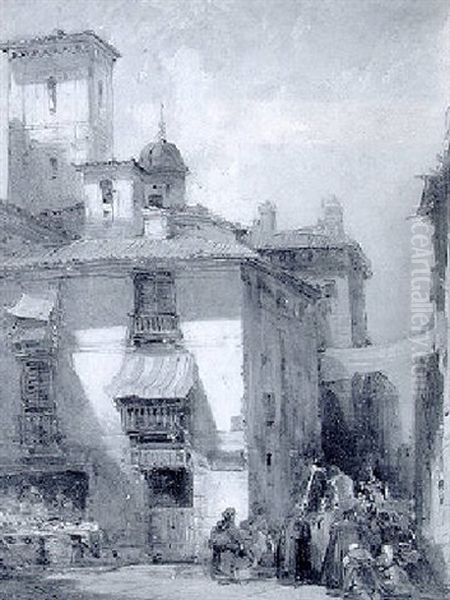 Piazza Corpus Domini, Turin Oil Painting by William Callow