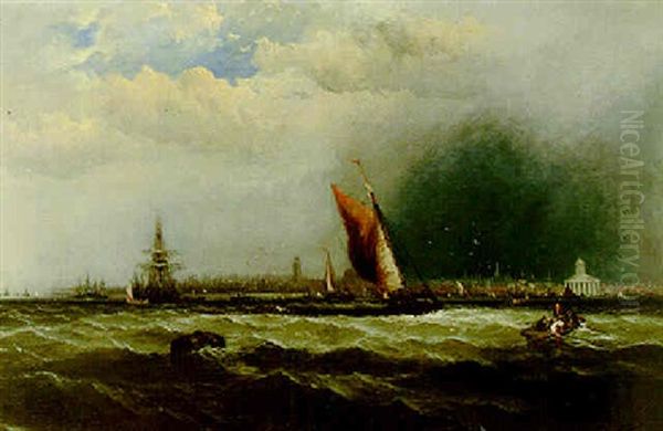 Off Liverpool Harbor Oil Painting by William Callow