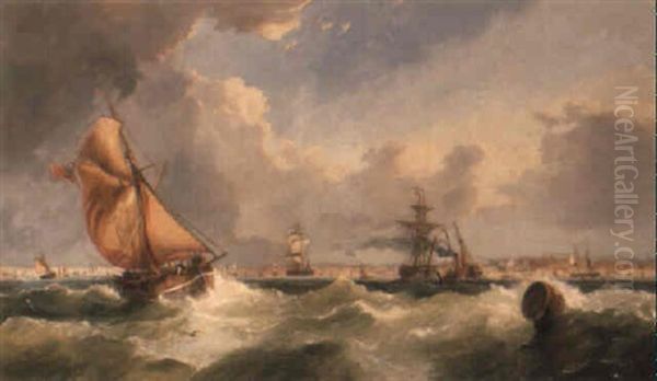 A Breezy Evening On The Mersey Oil Painting by William Callow