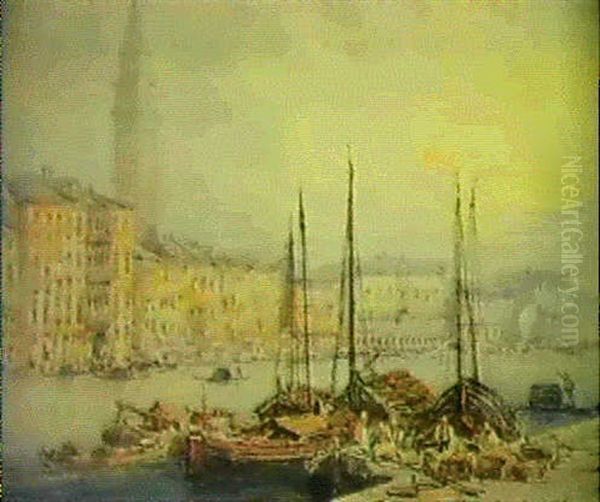 Venice From The Dogana Oil Painting by William Callow