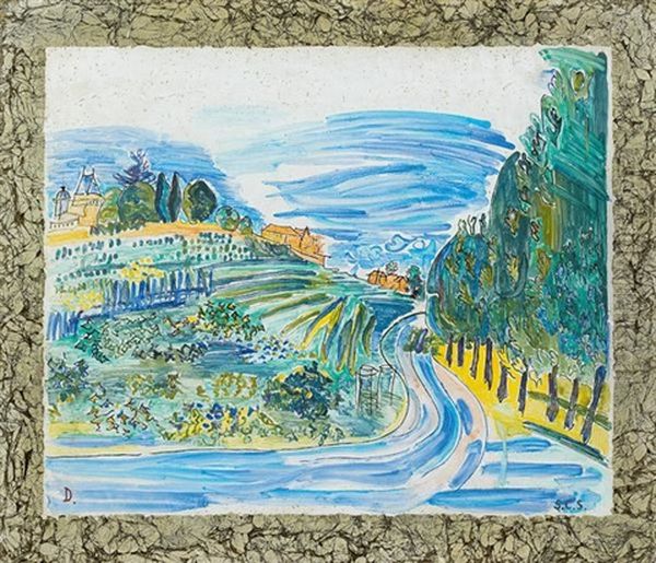 Route Du Vin (after Raoul Dufy) Oil Painting by Speranza Calo-Seailles