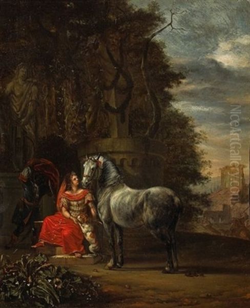 Le Repos D'une Cavaliere Oil Painting by Abraham Van Calraet