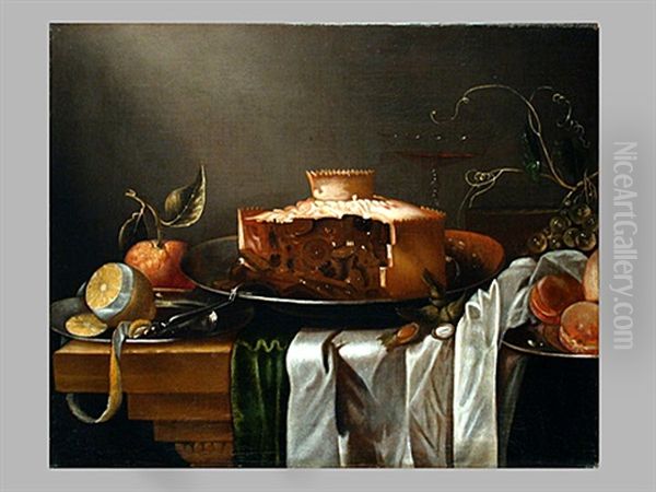 Stilleben Mit Torte Oil Painting by Abraham Van Calraet