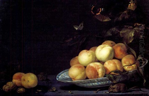 Natura Morta Con Pesche Oil Painting by Abraham Van Calraet