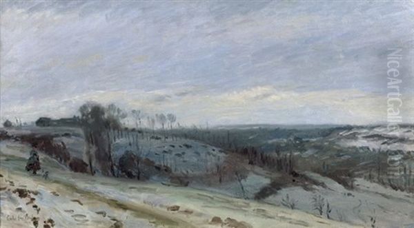 Entree Du Grand Trou A Gilocourt (oise) Oil Painting by Adolphe Felix Cals