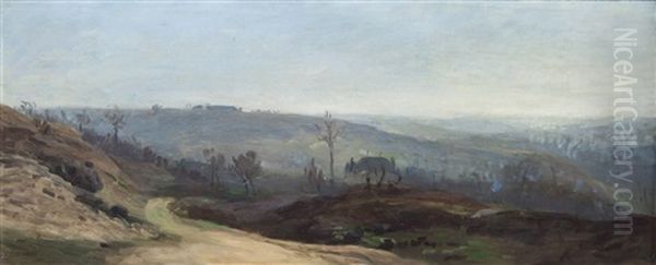 Winter Landscape Oil Painting by Adolphe Felix Cals