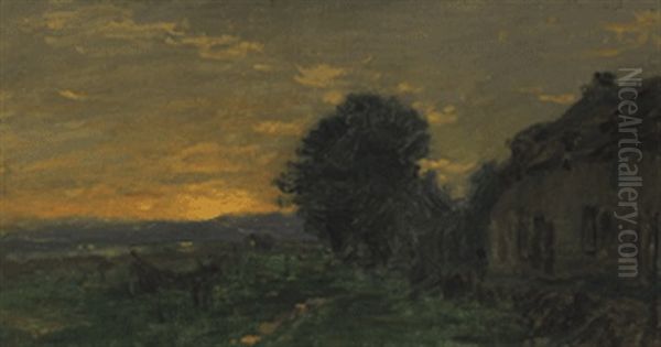 Le Poudreux (soleil Levant) Oil Painting by Adolphe Felix Cals