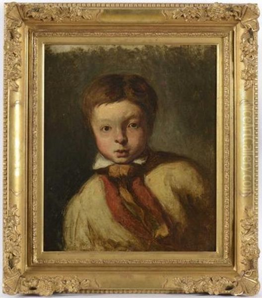 Portrait D'un Jeune Garcon Oil Painting by Adolphe Felix Cals