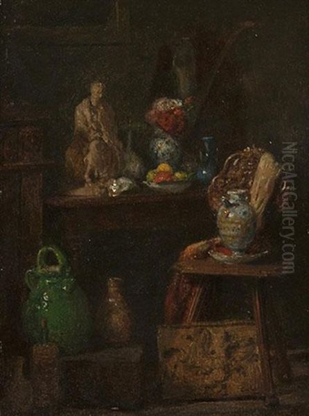 Nature Morte Oil Painting by Adolphe Felix Cals