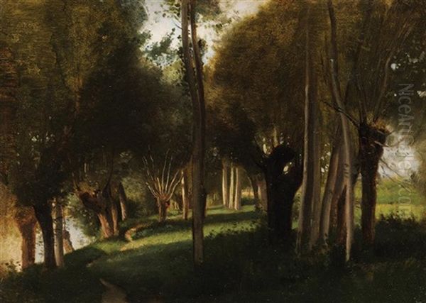 Sous-bois Oil Painting by Adolphe Felix Cals