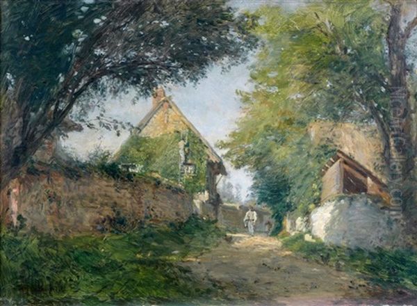 Ruelle A Honfleur Oil Painting by Adolphe Felix Cals