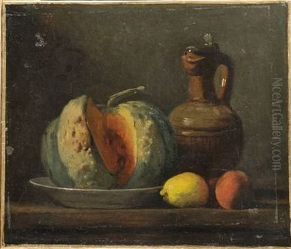 Nature Morte Aux Agrumes Oil Painting by Adolphe Felix Cals