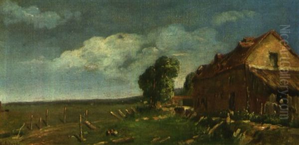 Bauerhaus In Der Bretagne Oil Painting by Adolphe Felix Cals